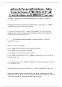 Ashworth Paralegal Certificate - Wills&comma;  Trusts & Estates UPDATED ACTUAL  Exam Questions and CORRECT Answers
