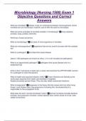 Microbiology &lpar;Nursing 1500&rpar; Exam 1 Objective Questions and Correct Answers