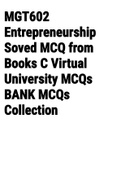 Exam (elaborations) MGT602 Entrepreneurship Soved MCQ from Books C Virtual University MCQs BANK MCQs Collection 