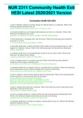 NUR 2311 Community Health Exit HESI Latest 2020&sol;2021 Version