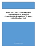 Test Bank: Burns and Groves: The Practice of Nursing Research: Appraisal, Synthesis, and Generation of Evidence 8th Edition |with rationales