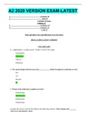A2 2020 VERSION EXAM-LATEST