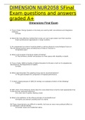 DIMENSION NUR2058 SFinal Exam questions and answers graded A+