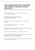 OHIO KNOWLEDGE TEST QUESTIONS AND CORRECT ANSWERS &lpar;LATEST UPDATE A&plus;&rpar;
