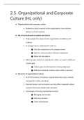 Summarised notes of unit 2.5 Organizational and Corporate Culture notes