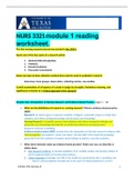 NURS 3321 module 1 reading worksheet