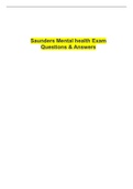 Saunders Mental health Exam  Questions & Answers.