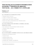 TEST BANK MANAGEMENT INFORMATION SYSTEMS 9TH EDITION BY BIDGOLI TEST BANK &ndash; GRADED A