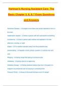 Hartman's Nursing Assistant Care: The Basic Chapter 5, 6, & 7 Exam Questions and Answers
