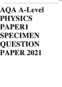AQA A-Level PHYSICS PAPER 1 2021 SPECIMEN QUESTION PAPER AND MARKING SCHEME 