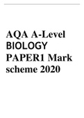 AQA A-Level BIOLOGY PAPER1 Mark scheme 2020