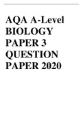 AQA A-Level BIOLOGY PAPER 3 QUESTION PAPER 2020(COMPLETE EXAM)