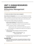 IB Business Unit 2 Human Resource Management full study guide