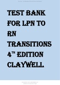 LPN to RN Transitions 4th Edition by Claywell  Latest Test Bank.