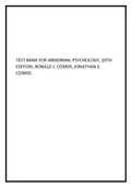 Test Bank for Abnormal Psychology, 10th Edition, Ronald J. Comer, Jonathan S. Comer