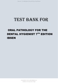  Oral Pathology for the Dental Hygienist 7th Edition Ibsen Test Bank