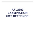 AFL2603 EXAMINATION 2020 reference.