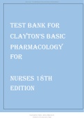 TEST BANK FOR CLAYTON’S BASIC PHARMACOLOGY FOR NURSES 18TH EDITION BY WILLIHNGANZ.