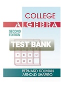 Exam (elaborations) TEST BANK FOR  COLLEGE ALGEBRA, SECOND EDITION  BERNARD KOLMAN & ARNOLD SHAPIRO  by  Michael L. Levitan 