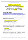 HESI Mental Health RN Questions and Answers from V1-V3 Test Banks and Actual Exams (Latest Update 2021