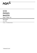 GCSE PHYSICS 8463&sol;1H Paper 1 Higher Tier  Mark scheme June 2020