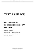 Intermediate Microeconomics A Modern Approach 9th edition Hal R. Varian ( Norton )  Latest Test Bank.