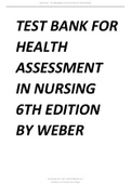 Health Assessment in Nursing 6th Edition By Weber Latest Test Bank.