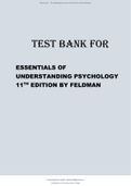 Essentials of Understanding Psychology 11th Edition by Feldman Latest Test Bank.