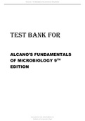 TEST BANK FOR ALCANO’S FUNDAMENTALS OF MICROBIOLOGY 9 EDITION