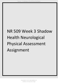 NR 509 Week 3 Shadow Health Neurological Physical Assessment Assignment.