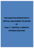 TEST BANK FOR INTRODUCTION TO CRITICAL CARE NURSING 7TH EDITION BY SOLE" Chapter 14&colon; Nervous System Alterations &period;