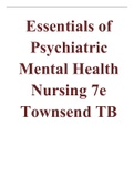 Test Bank for Essentials of Psychiatric Mental Health Nursing 7e Townsend & Morgan TB