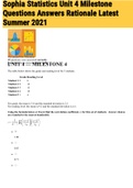 Exam &lpar;elaborations&rpar; Sophia Statistics Unit 4 Milestone Questions Answers Rationale Latest Summer 2021 
