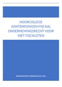 Hoorcollege aantekeningen Fiscaal ondernemingsrecht voor niet-fiscalisten