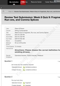 ENG 090 Review Test Submission: Week 8 Quiz 9: Fragments,Run-ons, and Comma Splices