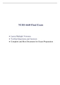 NURS 6640 Final Exam (5 Versions, 375 Q & A, Latest-2021) / NURS 6640N Final Exam / NURS6640 Final Exam / NURS6640N Final Exam |Verified Q & A, Complete Document for EXAM|
