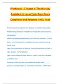 Workbook - Chapter 1&colon; The Nursing Assistant in Long Term Care Exam Questions and Answers 100&percnt; Pass