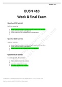 BUSN 410 Week 8 Final Exam Q & A Graded 100%