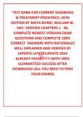 &OpenCurlyQuote;TEST BANK FOR CURRENT DIAGNOSIS & TREATMENT PEDIATRICS&comma; 26TH EDITION BY MAYA BUNIK&semi; WILLIAM W&period; HAY&comma; VERIFIED CHAPTERS 1 - 46&comma; COMPLETE NEWEST VERSION EXAM QUESTIONS AND COMPLETE 100&percnt; CORRECT  ANSWERS WITH RATIONALES WELL EXPLAINED AND VERIFIED BY EXPERTS