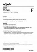 AQA GCSE BENGALI PAPER 2 FOUNDATION TIER 2024 &lpar;8638&sol;SF&colon; Speaking&rpar;