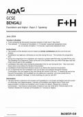  AQA GCSE BENGALI PAPER 2 FOUNDATION AND HIGHER TIER 2024 &lpar;8638&sol;SF&plus;SH &colon; Speaking&rpar;