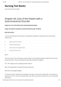the best bank on chapter 44 covering  Care of the Patient with a Gastrointestinal Disorder with questions and multiple choices with correct and well elaborated questions 1.The nurse clariÒ es that the end product of carbohydrate metabolism is absorbed and