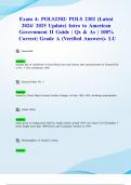 Exam 4&colon; POLS2302&sol; POLS 2302 &lpar;Latest 2024&sol; 2025 Update&rpar; Intro to American Government II Guide &vert; Qs & As &vert; 100&percnt; Correct&vert; Grade A &lpar;Verified Answers&rpar;- LU