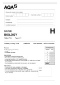 June 2018 QP - Paper 1 (H) AQA Biology GCSE MARKED.