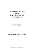 AUDITING NOTES FOR SOUTH AFRICAN STUDENTS NINTH EDITION 