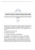 AICPA ETHICS CODE EXAM 2024&period;2025WITH GUARANTEED ACCURATE ANSWERS &vert;VERIFIED
