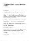 NC Locksmith Exam Section 1 Questions And Ans