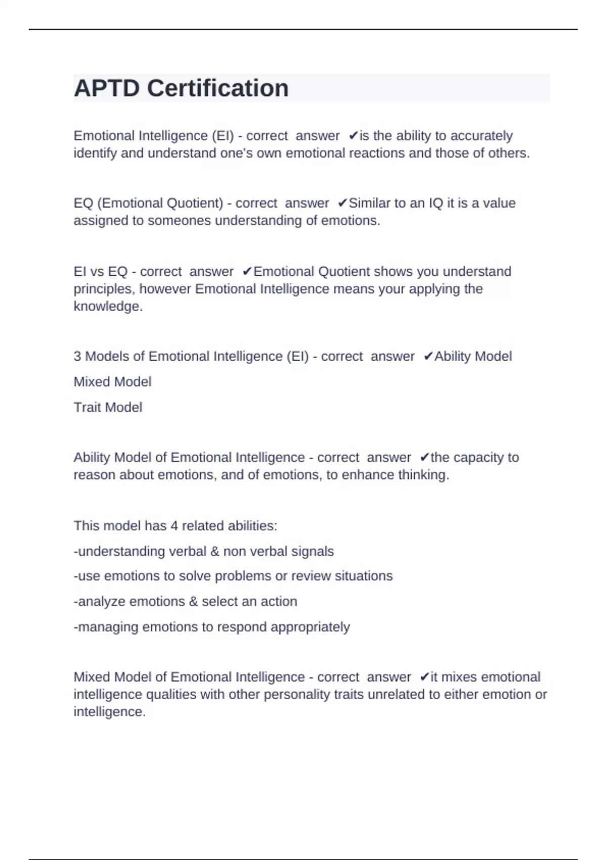 APTD Certification Question and answers rated A  2024/2025 APTD