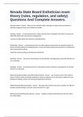 Nevada State Board Esthetician exam theory &lpar;rules&comma; regulation&comma; and safety&rpar; Questions And Complete Answers&period;