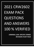 2021 CRW2602 EXAM PACK QUESTIONS AND ANSWERS 100 &percnt; VERIFIED